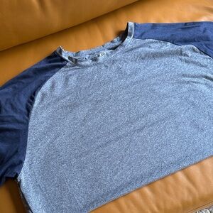 Men's Short Sleeve Raglan Tee - Navy/Heather Blue